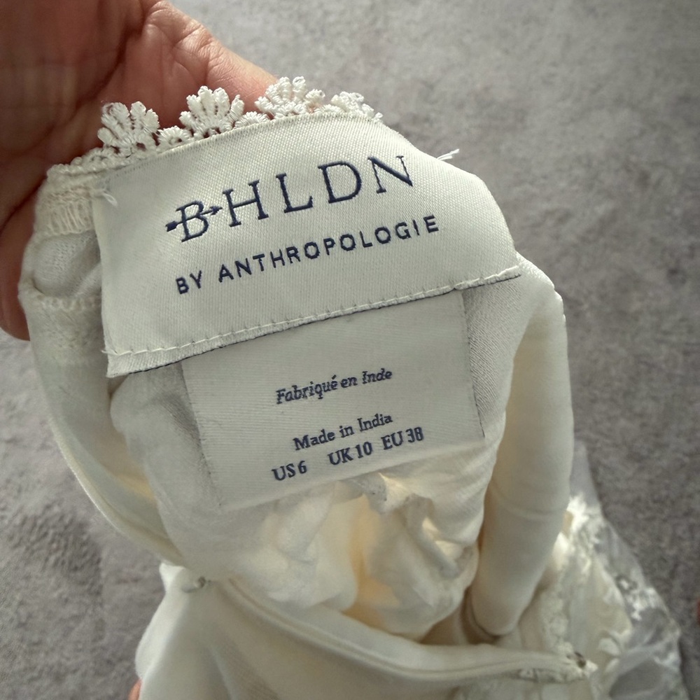 BHLDN Ivory/White Lace Floral V-Neck Wedding Dress Bodice - Picture 6 of 6